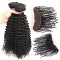 2019 Cuticle Aligned Peruvian Kinky Curly Raw Virgin Unprocessed Peruvian Human Hair Bundles With Ear to Ear Frontal Closure